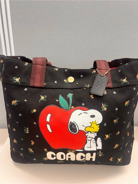 Coach Handbags - Coach Black Canvas Tote with Red Apple Snoopy Graphic